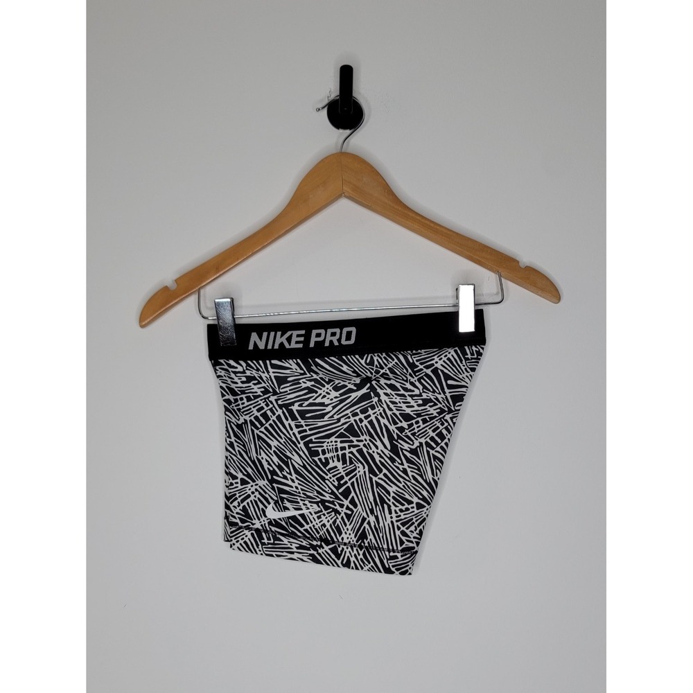 Nike Pro Dri Fit Fitted Shorts Women's Size XS Black /White 3" Inseam